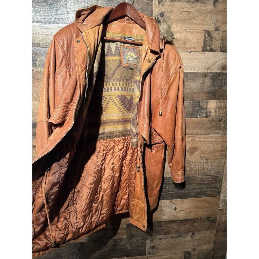 RARE -Vintage Y2K Wilson’s Leather Faux Fur Jacket Southwestern 3M Sz L - Picture 4 of 9